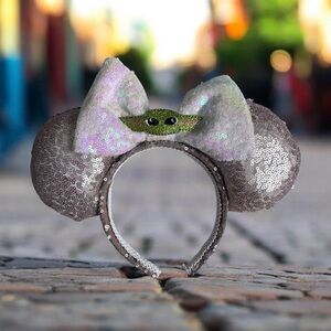 Disney | Rose Gold and White Sequin "The Child" Minnie Mouse Ears